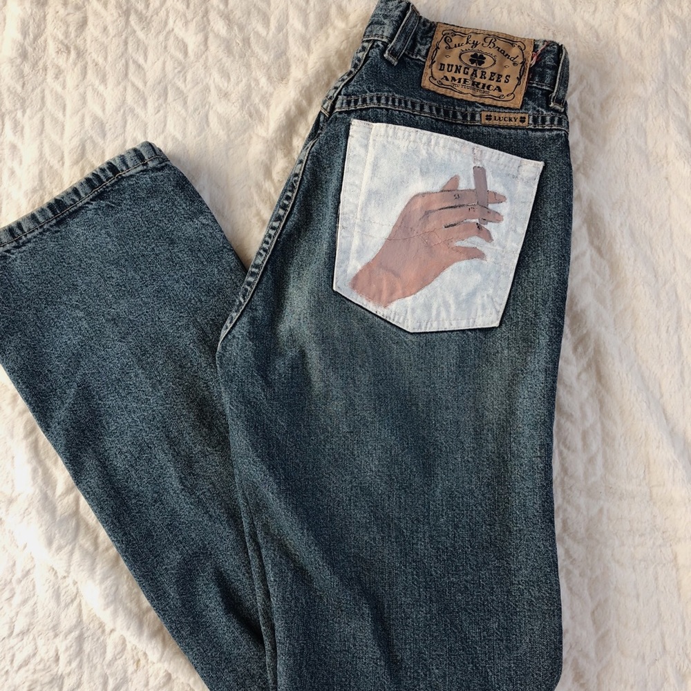 Vintage Lucky Brand Jeans with hand painted pocket